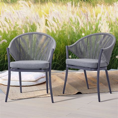 00 - 899. . Outdoor dining chairs with cushions